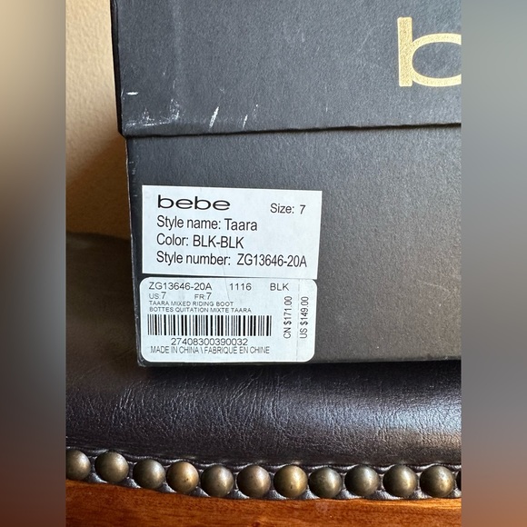bebe taara mixed black riding boot size 7 - Picture 7 of 11
